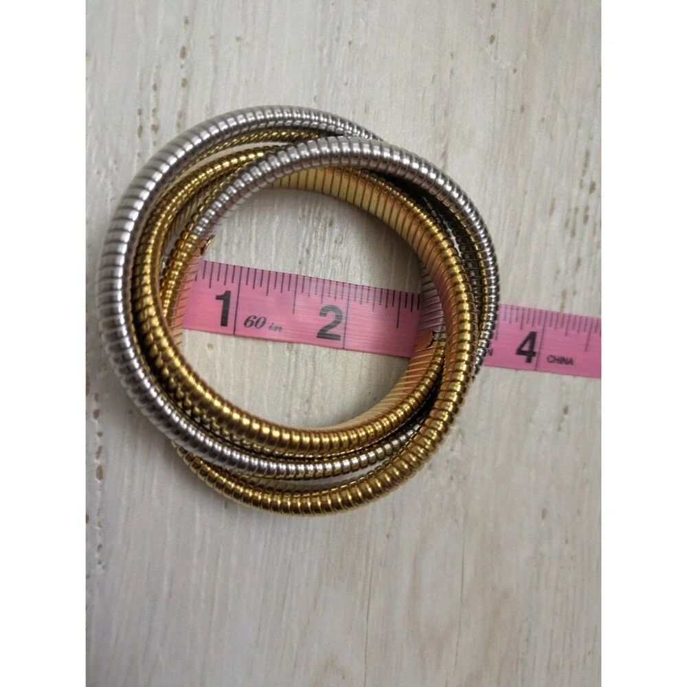 Two-Tone Gold & Silver Twist Coil Bracelet for Women